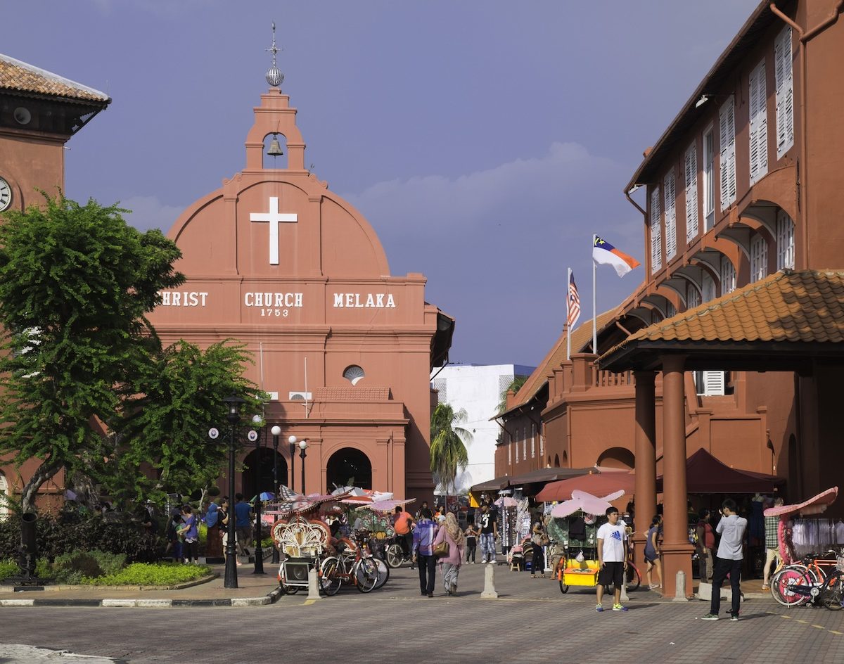 Christ Church in the town square, Melaka (Malacca), UNESCO World Heritage Site, Malaysia, Southeast Asia, Asia